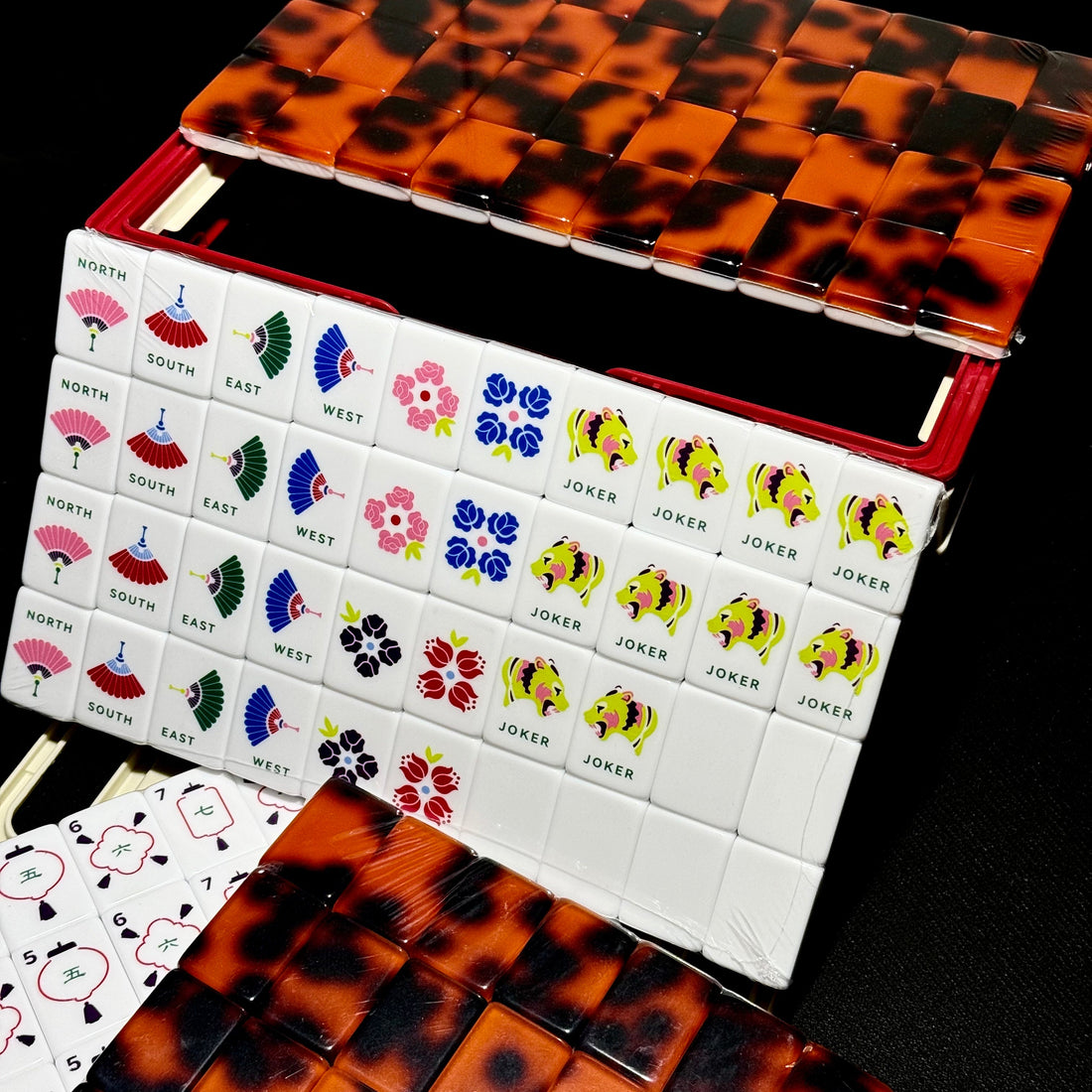 Custom American mahjong tiles with themed artwork