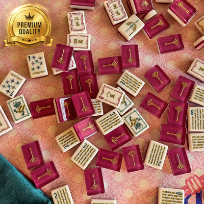 Premium Burgundy American Mahjong Set with Gold Details – Luxury Glossy Mahjong Tiles for Gifts, Family Game Nights & Wholesale
