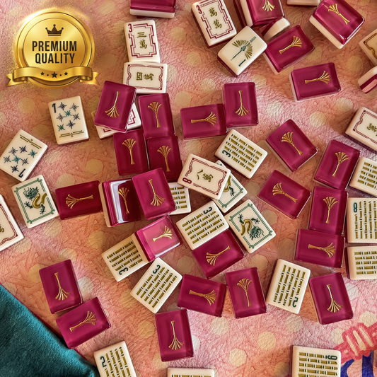 Premium Burgundy American Mahjong Set with Gold Details – Luxury Glossy Mahjong Tiles for Gifts, Family Game Nights & Wholesale