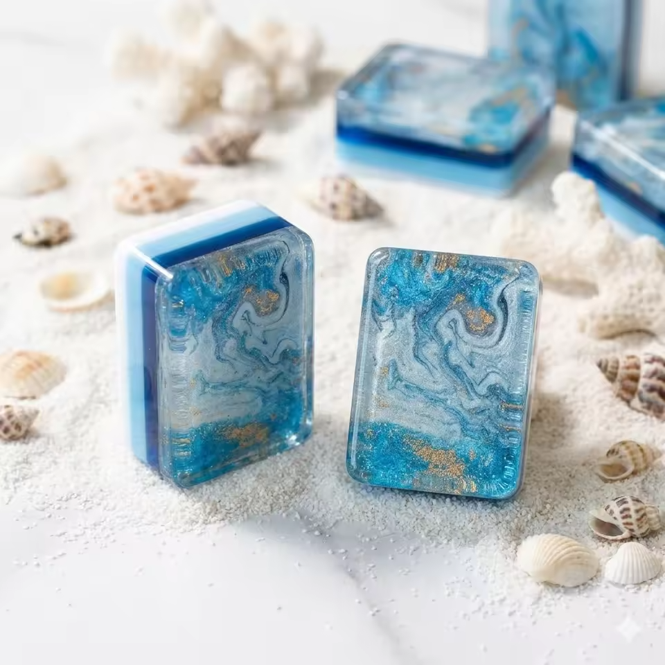 Ocean Beach American Mahjong Set with Blue Marble Backs – Coastal Mahjong Tiles for Gifts, Game Nights & Wholesale