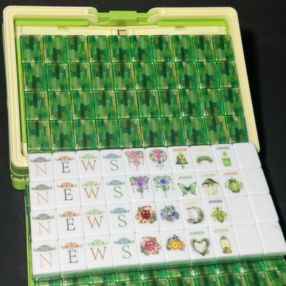 Green Crystal-Style American Mahjong Set with Carrying Case – Premium Translucent Mahjong Tiles for Gifts, Game Nights & Wholesale