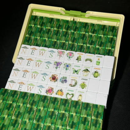 Green Crystal-Style American Mahjong Set with Carrying Case – Premium Translucent Mahjong Tiles for Gifts, Game Nights & Wholesale