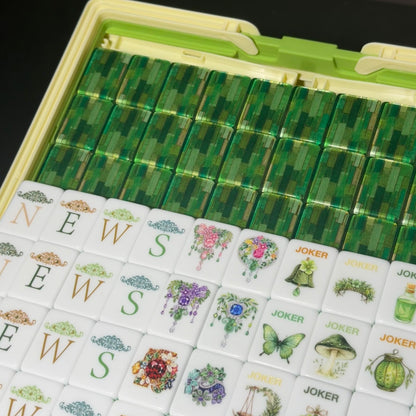 Green Crystal-Style American Mahjong Set with Carrying Case – Premium Translucent Mahjong Tiles for Gifts, Game Nights & Wholesale