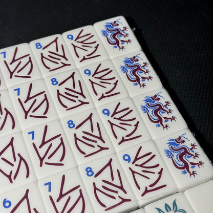 Green American Mahjong Set with Carrying Case – Glossy White Mahjong Tiles with Blue Botanical Designs for Gifts & Wholesale