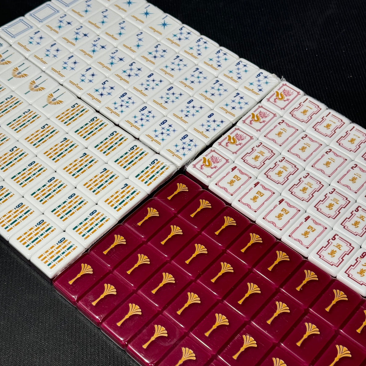 Premium Burgundy American Mahjong Set with Gold Details – Luxury Glossy Mahjong Tiles for Gifts, Family Game Nights & Wholesale