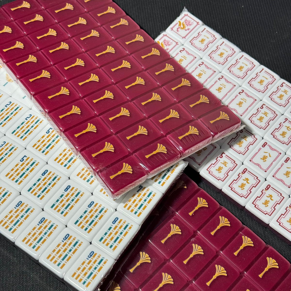 Premium Burgundy American Mahjong Set with Gold Details – Luxury Glossy Mahjong Tiles for Gifts, Family Game Nights & Wholesale