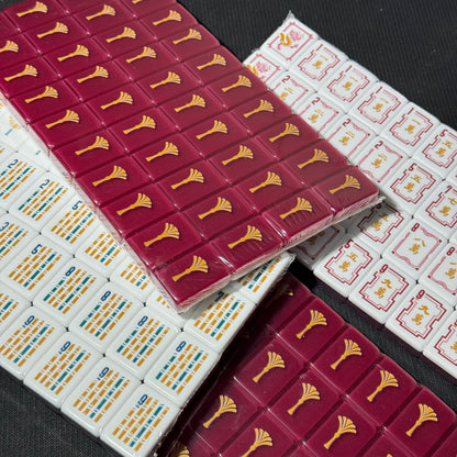 Premium Burgundy American Mahjong Set with Gold Details – Luxury Glossy Mahjong Tiles for Gifts, Family Game Nights & Wholesale
