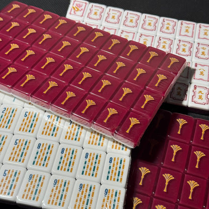 Premium Burgundy American Mahjong Set with Gold Details – Luxury Glossy Mahjong Tiles for Gifts, Family Game Nights & Wholesale